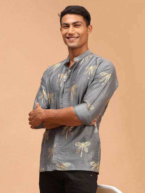 Men's Grey Foil Print Shirt
